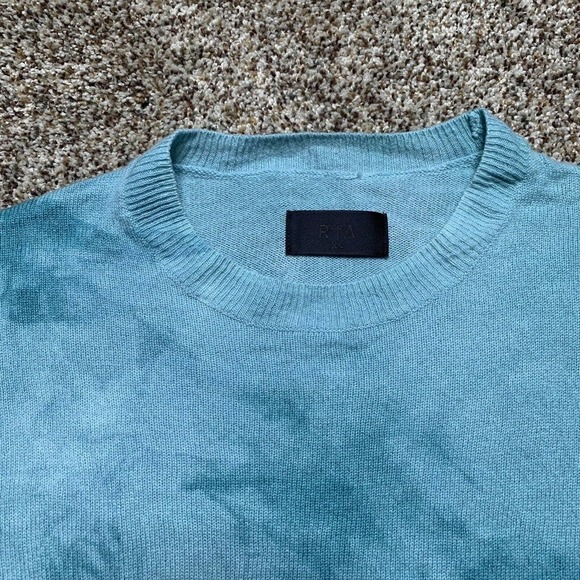 NWOT RTA Emma Cashmere Sweater Tie Dye Blue XS Crew Neck Lightweight Distressed - Picture 4 of 9